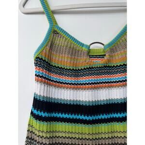 Vintage Blu Ice Made in Italy Multicolor Striped Knit O-Ring Dress